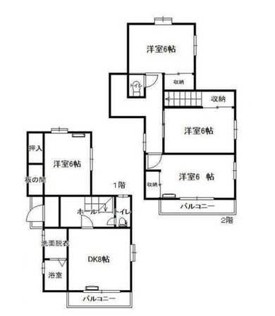 絹ヶ丘ワコク貸家A号棟の物件間取画像